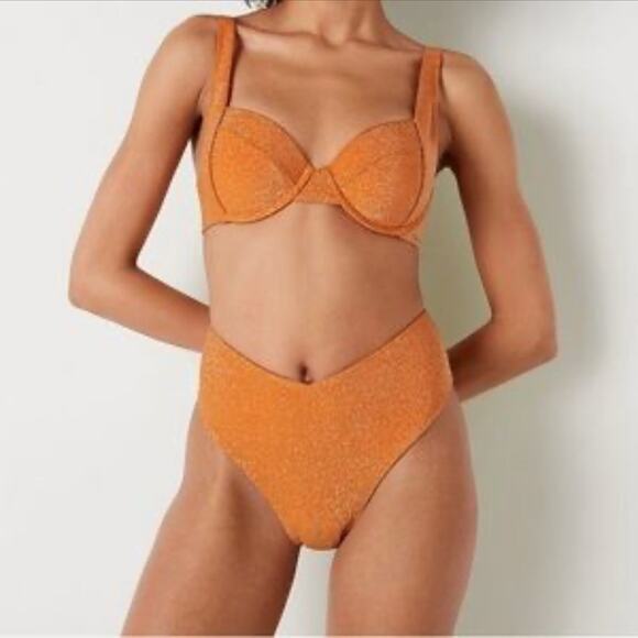Victoria’s Secret Tangelo Orange Brazilian Shimmer High Waist Bikini NWT XS/S - Picture 15 of 15